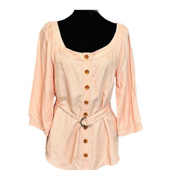 NWT Maeve by Anthropologie Peach off-the-shoulder blouse Size 6 - Picture 2 of 12